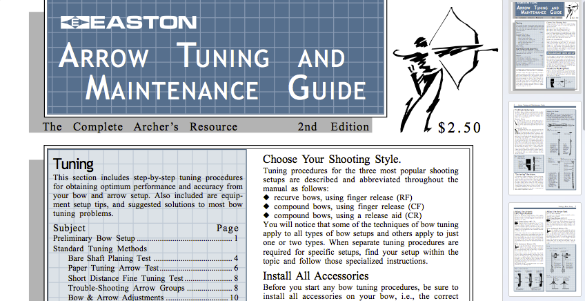 Easton Arrow Selector Chart