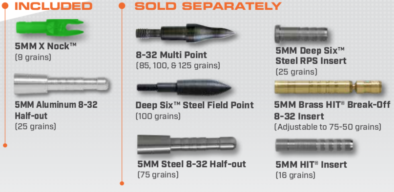 Components for Axis 5mm Sport Arrows